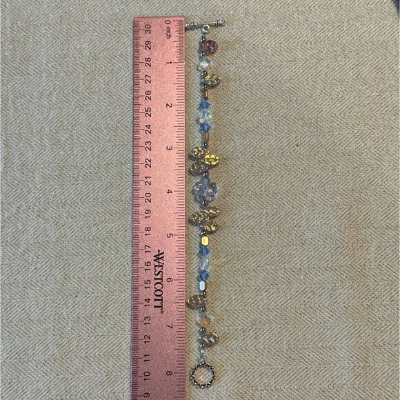 Handmade Crystal Flower Bracelet & Earrings Set With Toggle Clasp Floral Acce - Picture 7 of 9